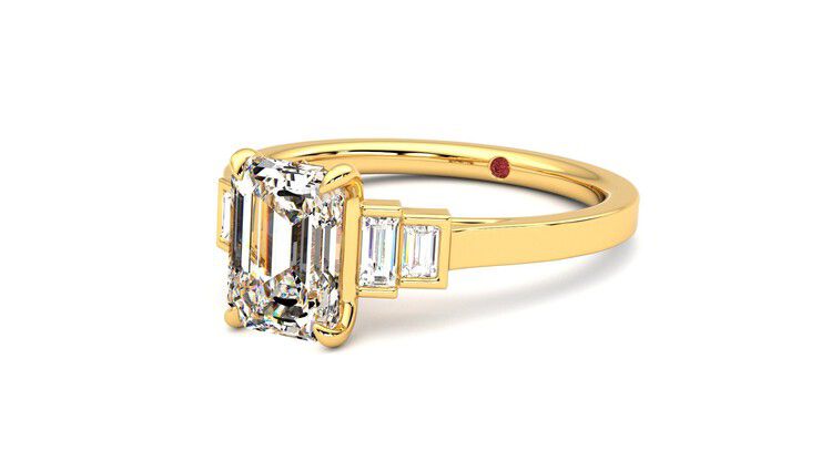 Taylor & Hart Riona Emerald Engagement Ring 360 degree image 25