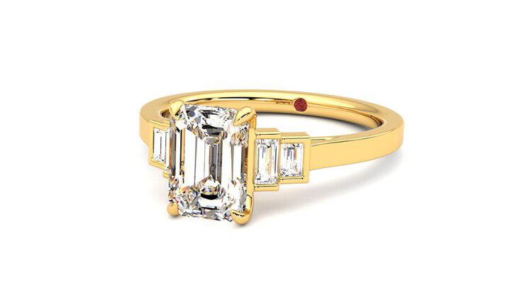 Taylor & Hart Riona Emerald Engagement Ring 360 degree image 26