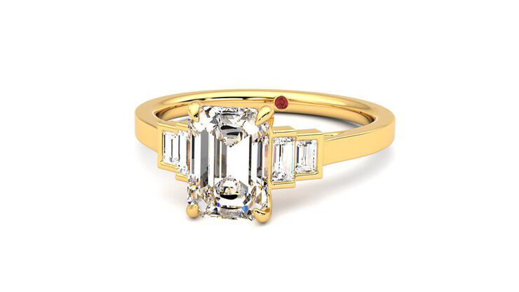 Taylor & Hart Riona Emerald Engagement Ring 360 degree image 27
