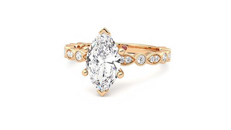 Taylor & Hart Selene Marquise Engagement Ring 360 degree image 26