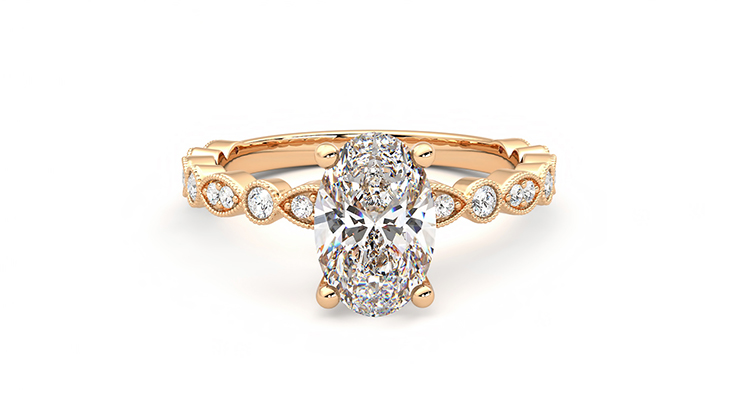 Taylor & Hart Selene Oval Engagement Ring 360 degree image 0