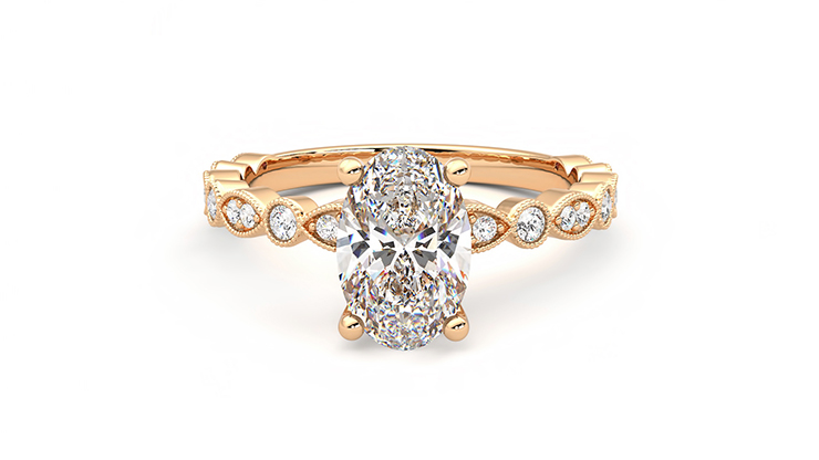 Taylor & Hart Selene Oval Engagement Ring 360 degree image 28