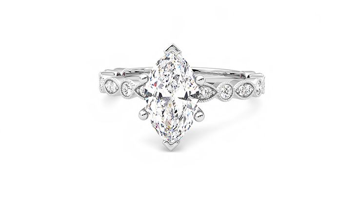 Taylor & Hart Selene Marquise Engagement Ring 360 degree image 27