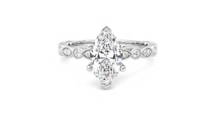 Taylor & Hart Selene Marquise Engagement Ring 360 degree image 28