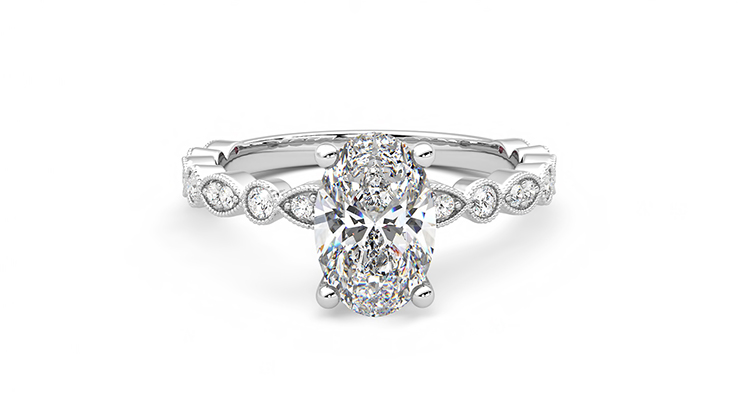 Taylor & Hart Selene Oval Engagement Ring 360 degree image 0
