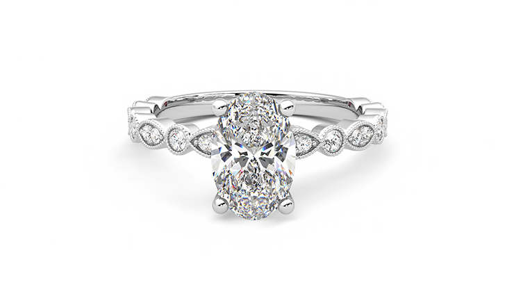 Taylor & Hart Selene Oval Engagement Ring 360 degree image 28