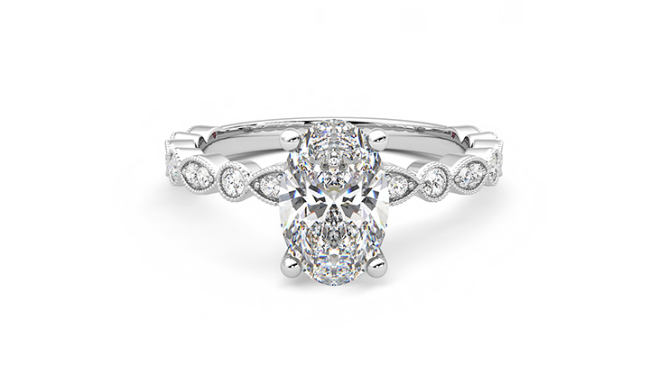 Taylor & Hart Selene Oval Engagement Ring 360 degree image 29