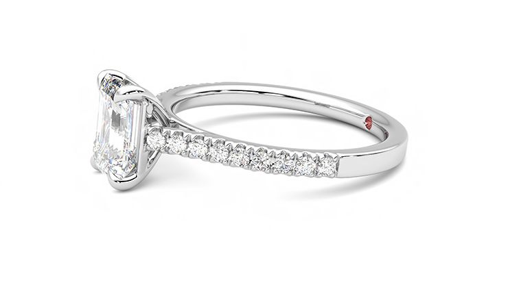 Taylor & Hart Serendipity Emerald Engagement Ring 360 degree image 22