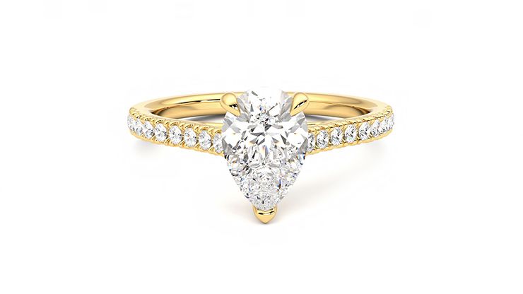 Taylor & Hart Serendipity Pear Engagement Ring 360 degree image 1