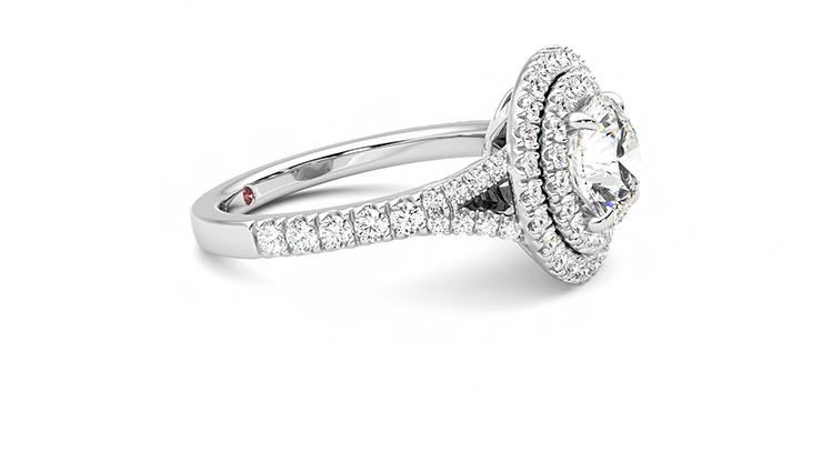 Stella | 18ct White Gold halo style engagement ring | Taylor & Hart