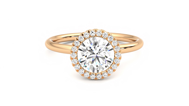 Round diamond gold 2025 band engagement ring