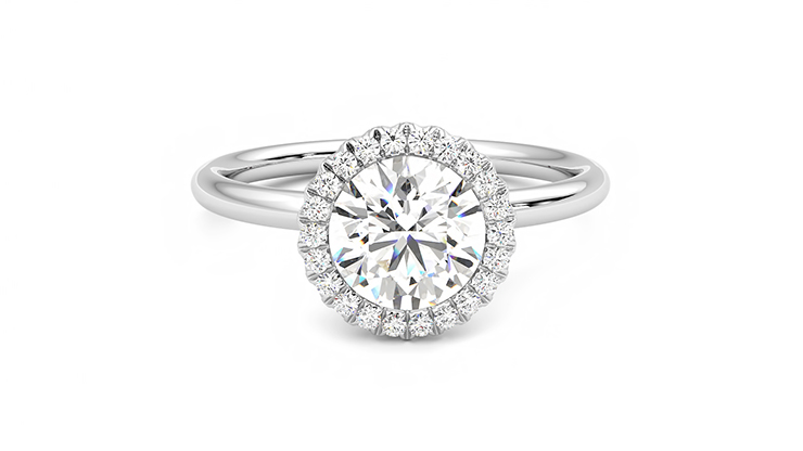 Single halo round deals engagement ring