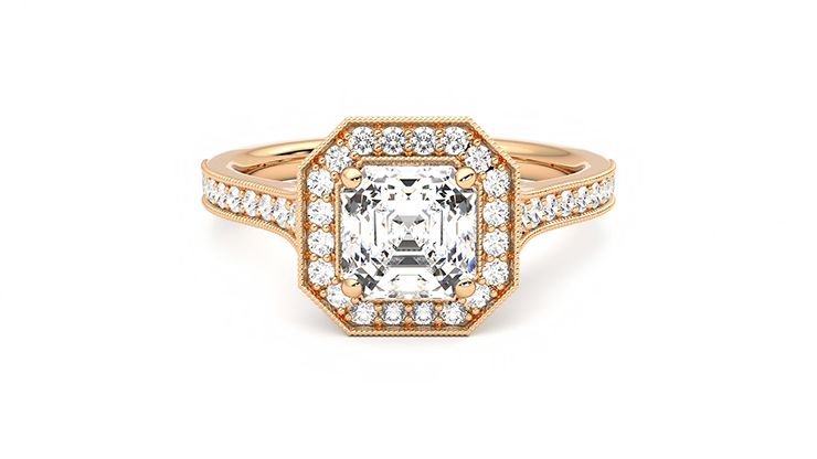 Taylor & Hart Talisman Asscher Engagement Ring 360 degree image 0