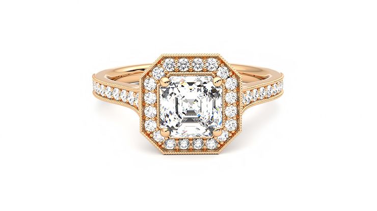 Taylor & Hart Talisman Asscher Engagement Ring 360 degree image 1
