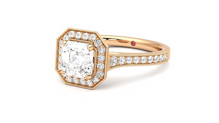 Taylor & Hart Talisman Asscher Engagement Ring 360 degree image 25