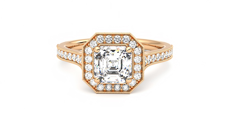 Asscher halo sale ring