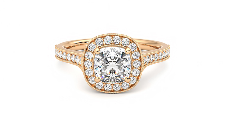 Taylor & Hart Talisman Cushion Engagement Ring 360 degree image 0