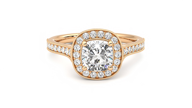 Taylor & Hart Talisman Cushion Engagement Ring 360 degree image 1