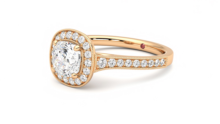 Taylor & Hart Talisman Cushion Engagement Ring 360 degree image 24