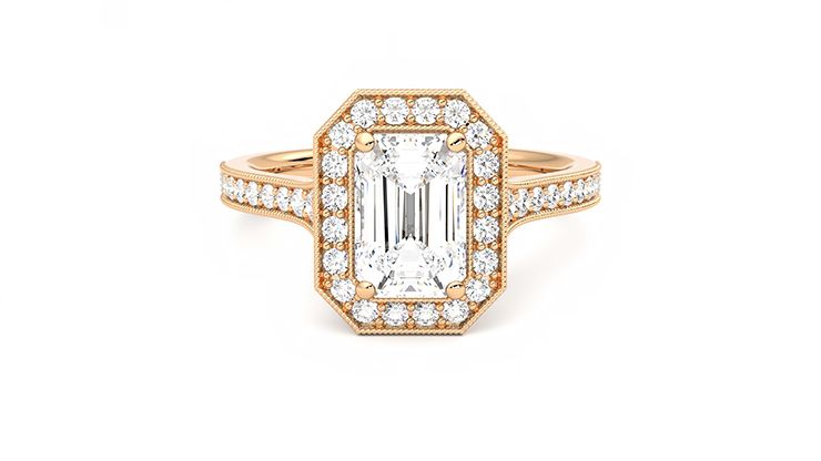 Taylor & Hart Talisman Emerald Engagement Ring 360 degree image 0