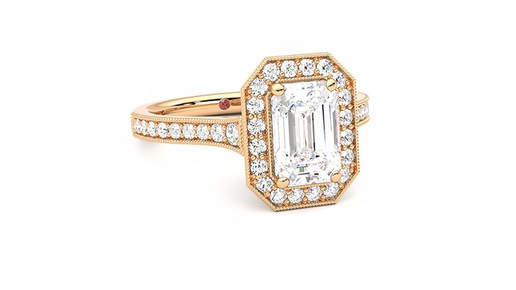 Taylor & Hart Talisman Emerald Engagement Ring 360 degree image 4