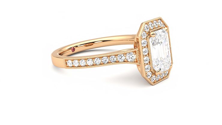 Taylor & Hart Talisman Emerald Engagement Ring 360 degree image 7