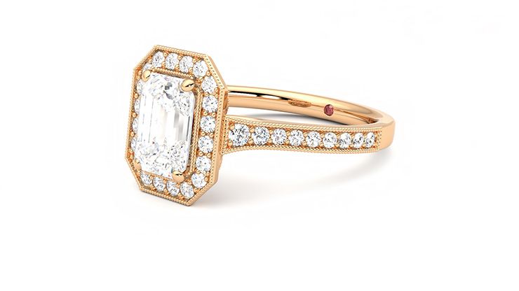 Taylor & Hart Talisman Emerald Engagement Ring 360 degree image 24