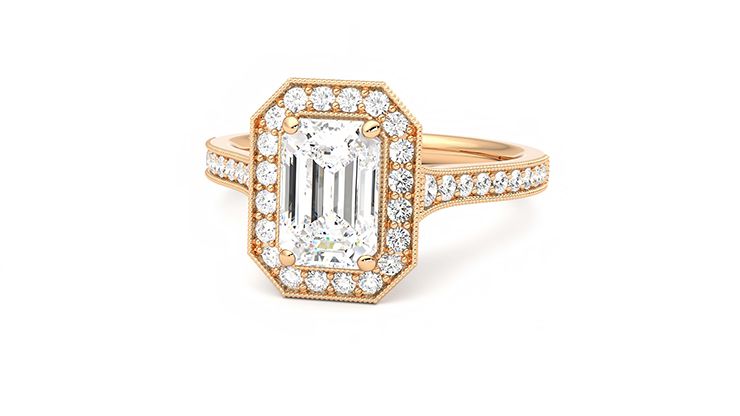 Taylor & Hart Talisman Emerald Engagement Ring 360 degree image 27