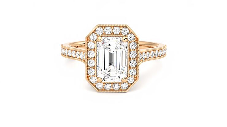 Taylor & Hart Talisman Emerald Engagement Ring 360 degree image 29