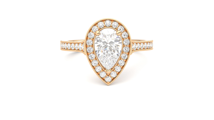 Taylor & Hart Talisman Pear Engagement Ring 360 degree image 1