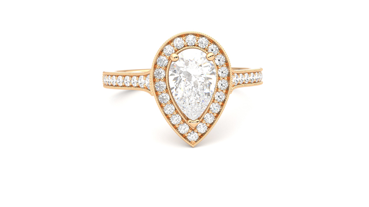 Taylor & Hart Talisman Pear Engagement Ring 360 degree image 2