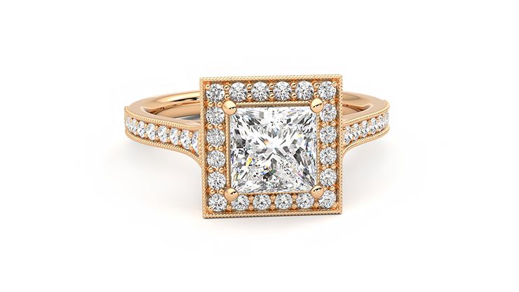 Taylor & Hart Talisman Princess Engagement Ring 360 degree image 2