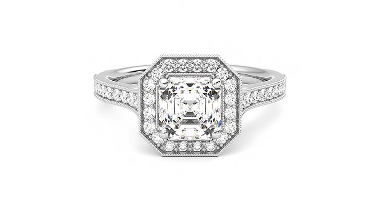 Taylor & Hart Talisman Asscher Engagement Ring 360 degree image 0