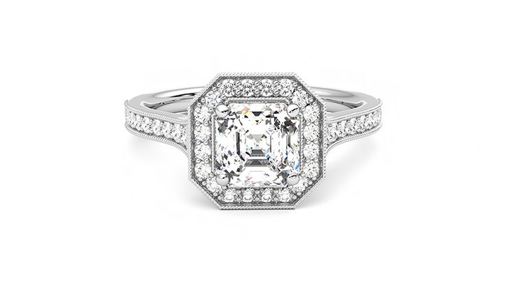 Taylor & Hart Talisman Asscher Engagement Ring 360 degree image 1