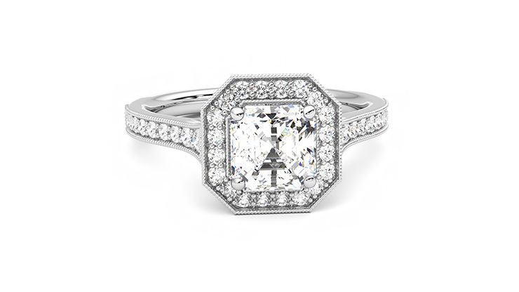 Taylor & Hart Talisman Asscher Engagement Ring 360 degree image 2