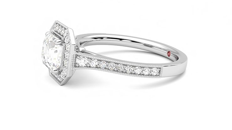 Taylor & Hart Talisman Asscher Engagement Ring 360 degree image 22
