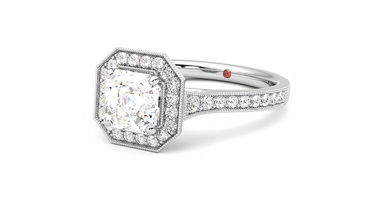 Taylor & Hart Talisman Asscher Engagement Ring 360 degree image 25