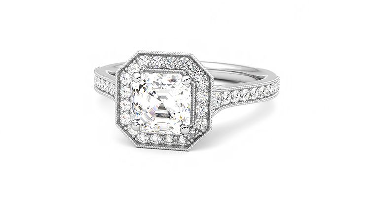 Taylor & Hart Talisman Asscher Engagement Ring 360 degree image 27