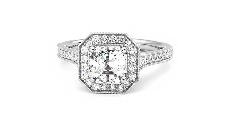 Taylor & Hart Talisman Asscher Engagement Ring 360 degree image 28