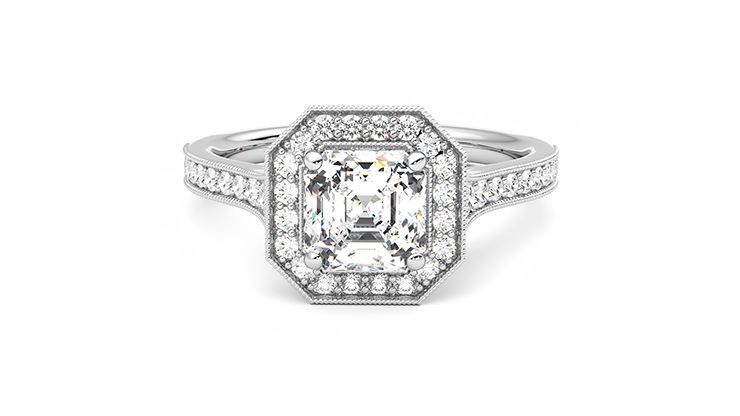 Taylor & Hart Talisman Asscher Engagement Ring 360 degree image 29
