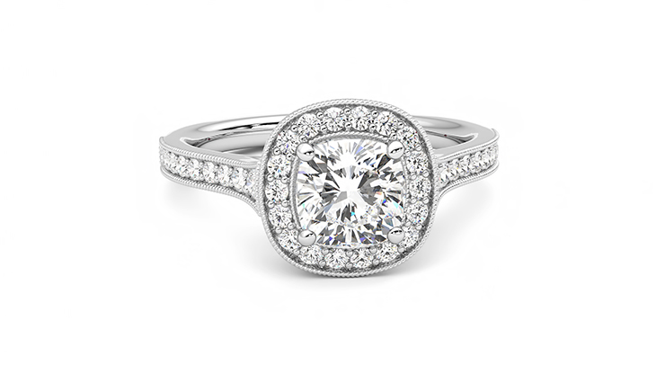 Taylor & Hart Talisman Cushion Engagement Ring 360 degree image 2