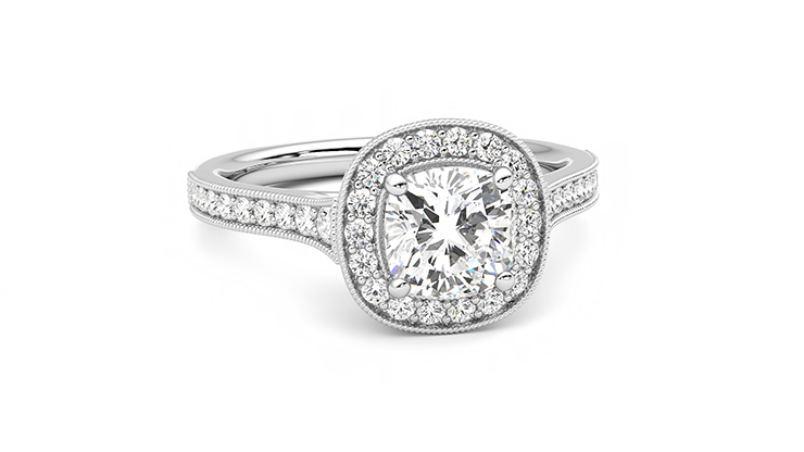 Taylor & Hart Talisman Cushion Engagement Ring 360 degree image 3