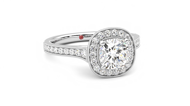 Taylor & Hart Talisman Cushion Engagement Ring 360 degree image 4