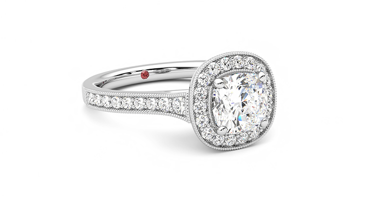 Taylor & Hart Talisman Cushion Engagement Ring 360 degree image 5
