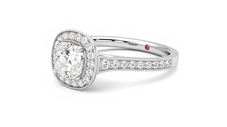 Taylor & Hart Talisman Cushion Engagement Ring 360 degree image 24
