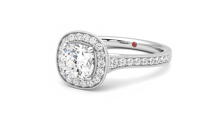 Taylor & Hart Talisman Cushion Engagement Ring 360 degree image 25
