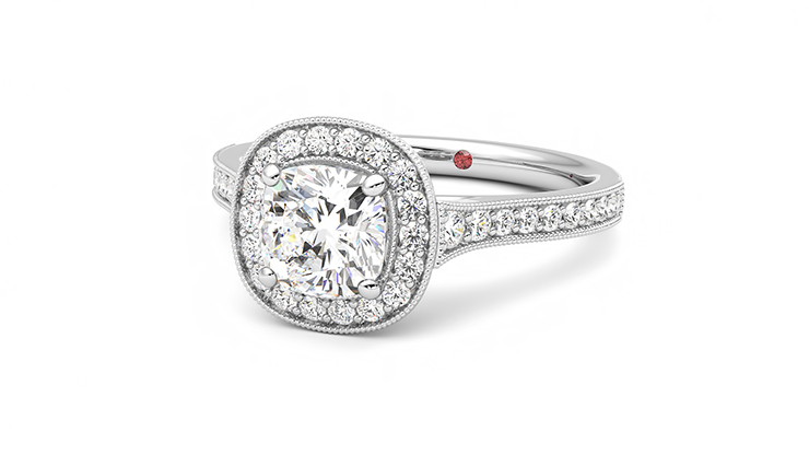 Taylor & Hart Talisman Cushion Engagement Ring 360 degree image 26