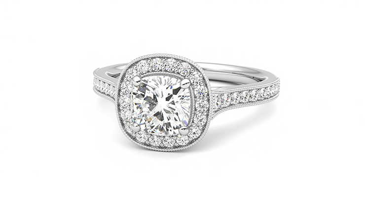 Taylor & Hart Talisman Cushion Engagement Ring 360 degree image 27