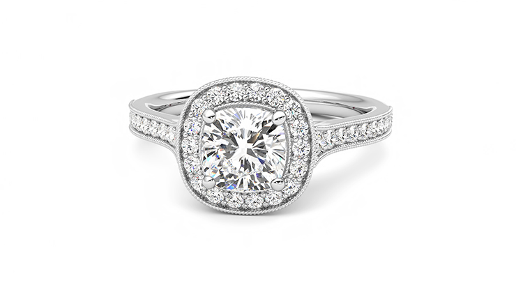 Taylor & Hart Talisman Cushion Engagement Ring 360 degree image 28