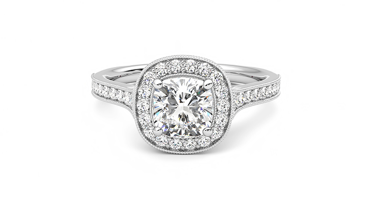 Taylor & Hart Talisman Cushion Engagement Ring 360 degree image 29